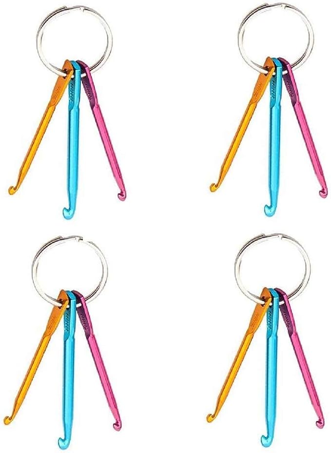 Zuoyou 4 Sets Mini Keychain Aluminum Crochet Hooks Knitting Needles | 3 Sizes/Set (3mm,4mm,5mm) Suitable for Yarn Knitting Beginners