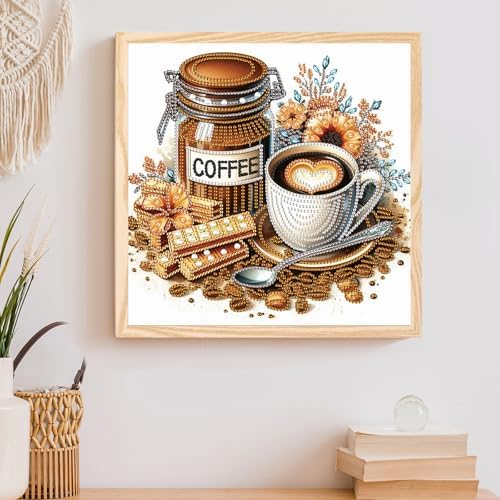AiYuanzsh 5D Special Shape Diamond Art Kits for Beginners, Diamond Art Painting Kits for Adults, Crystal Rhinestones Diamond Art Painting for Home Wall Decoration Gift 12×12 inch, Coffee