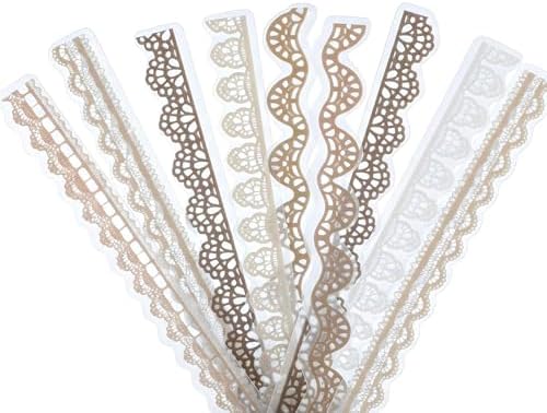 40 PCS Transparent Lace Stickers Scrapbooking, Vintage EPE Lace Stickers with 5 Styles for Card Making Supplies Notebook DIY Craft Photo Frame Journal Laptops Letter, Brown