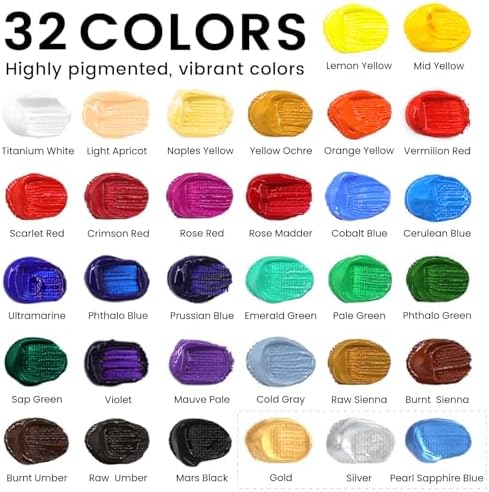 ARTALLY Acrylic Paint Set for Adults & Kids, 67 Pcs Canvas Painting Kits, 32 Colors Acrylic Paint (22ML),Table Easel,Brushes,Canvas, Art Painting Supplies Kit for Students,Artists,Beginners