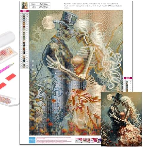 Axquilon Skeleton Diamond Art Kits for Adults 12x16 inch