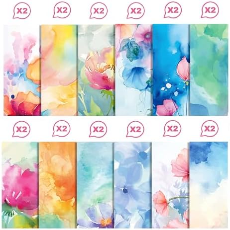 12×12 Vintage Floral Scrapbook Paper Watercolor Flower Pattern Paper,24 Sheets Double-Sided CardStock Papers Pad for Holiday Cardmaking Journaling DIY Origami Decorative Craft Papers.