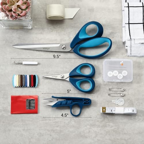 LIVINGO Sewing Scissors Set 9.5" Fabric Shears with Embroidery Snips