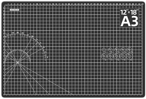 DIYSELF 12in×18in Self Healing Cutting Mat, A3 Fabric Craft Mat | A3 Black Cutting Mats Double Side for Sewing, Quilting, Craft Mat for Desktop, Matting & Mounting Materials