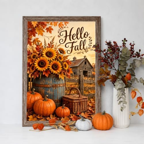 DOTSTART Rustic Fall Diamond Art Kits for Adults, Autumn Full Drill Gem Art
