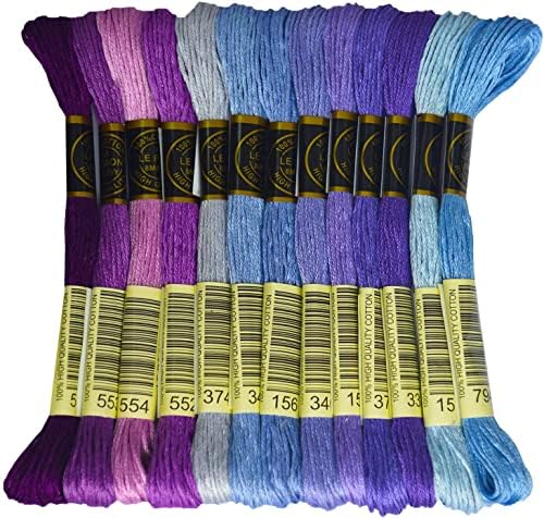 Premium Rainbow Color Embroidery Floss - Cross Stitch Threads - Friendship Bracelets Floss - Crafts Floss - 14 Skeins Per Pack Embroidery Floss, Dark Delft Blue Gradient