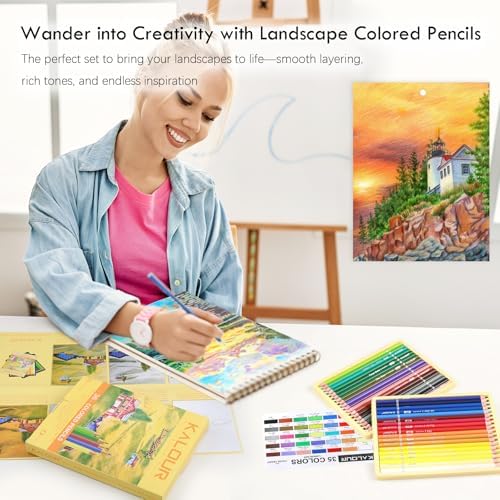 KALOUR PDAS 36-piece Yellow Landscape Colored Pencil Set, Pre-sharpened Wooden Colored Pencils for Adults Artists Beginners Coloring Books Drawing & Sketching