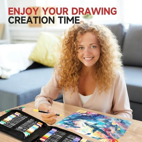 Acrylic Paint Markers,120 Colors Dual Tip Acrylic Paint Pens with Brush and Fine Tips for Rock Painting,Glass,Wood,Ceramic,Canvas,Stone, Vibrant Color Ideal for Artists, Crafters, DIY Projects