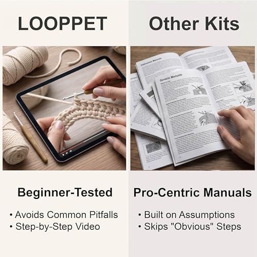 LOOPPET Crochet Dachshund Kit for Beginners, Wiener Dog Gifts for Women, DIY Dog Crochet Kit with No-Fray Yarn & Step-by-Step Video Tutorials, Cute Pen Holder Desk Decor