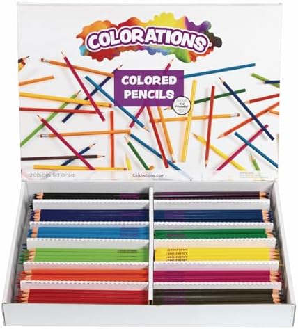 Colorations Color Pencils, Set of 240, Pre-Sharpened, 12 Colors, Thick Core