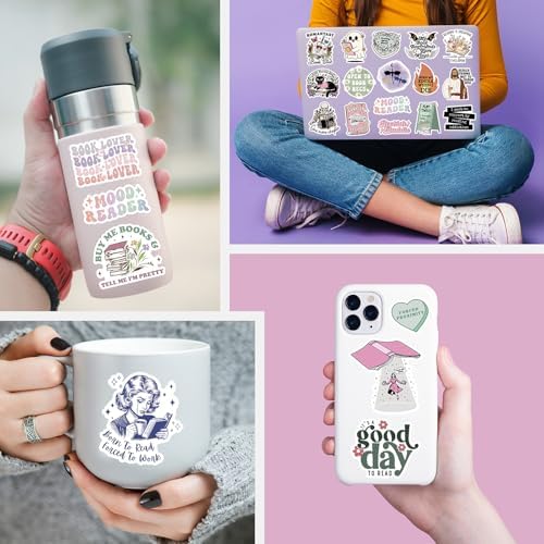150 PCS Romance Book Stickers for Kindle, Holographic Bookish Sticker Pack Reading Glitter Vinyl Decals for Laptop Ebook Readers Water Bottles Journal Scrapbook Waterproof (Pack of 2)