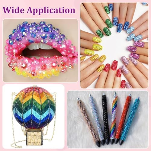 Resin Rhinestones for Crafting with 3Pcs 10ml B7000 Jewelry Glue, 1 Box Light Pink AB Flatback Gems Crystals Diamond for Bedazzling Crafts DIY Nail Art Makeup, Gems for Clothing Tumblers Shoes