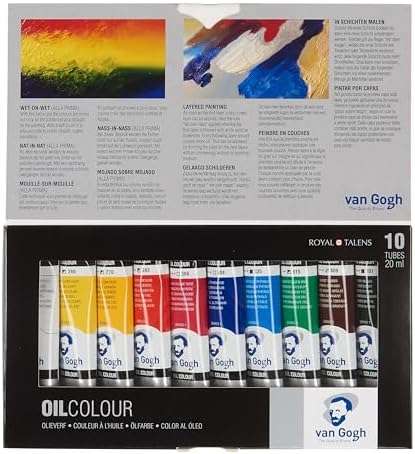 Vangogh Oil Paints - Set of 10, Assorted Colors, 20 ml Tubes