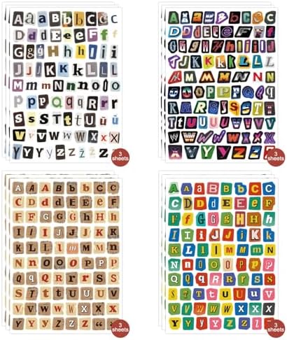 PRSTINCOL 1900+ Magazine Letter Stickers,Vintage Scrapbook 24 Sheets Letters Stickers,Ransom Alphabet Stickers for Scrapbooking Supplies Journaling DIY Crafts Gift Junk Journal