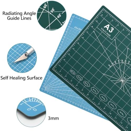 12x18in Self Healing Cutting Mat Kit with Ruler & Knife, for Sewing DIY