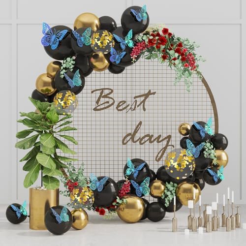 SAOROPEB 3D Butterfly Wall Decor 48 Pcs Laser Blue Butterfly Decorations | 4 Styles 3 Sizes, Butterfly Birthday Decorations Butterfly Party Decorations Cake Decorations, Removable Stickers