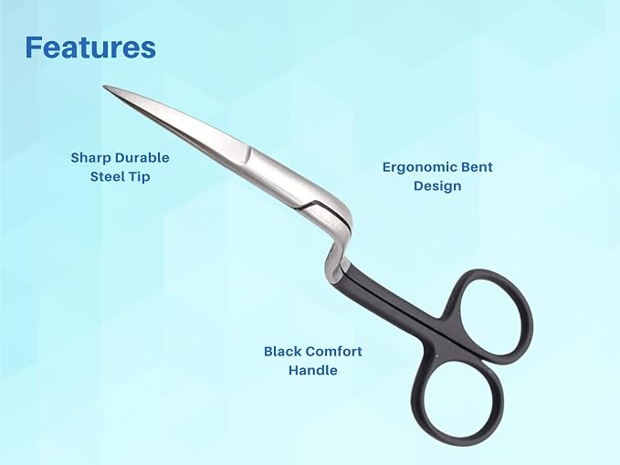 ARTMAN INSTRUMENTS Bent Handle Curved Embroidery Scissors - 6 Inch Curved Applique Scissors for Machine Embroidery, Fabric Stitches, and Crafting - Premium Stainless Steel with Precision Blades