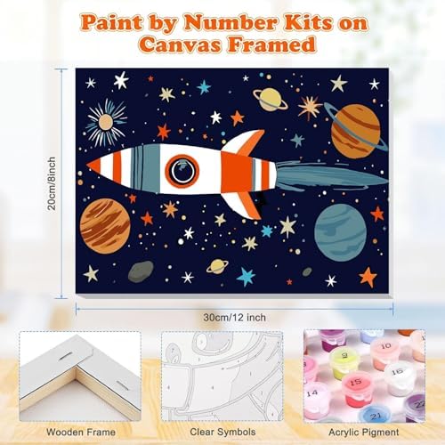 Gemozaic Outer Space Paint by Numbers Kit for Kids with Frame and Easel
