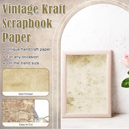 48 Sheets Vintage Scrapbook Paper,Kraft Pattern Decorative Scrapbook Paper for Journals DIY Cards and Photo Albums,Aesthetic Craft Supplies