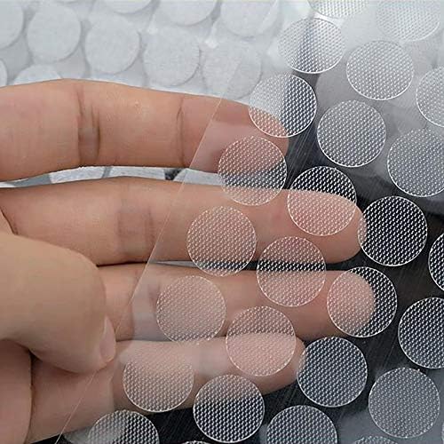 Self Adhesive Dots, Strong Adhesive 1000pcs (500 Pairs) 0.59" Diameter Sticky Nylon Dots, Hook & Loop Dots with Waterproof Sticky Glue Tapes, Suitable for Classroom, Office, Home (Translucent)