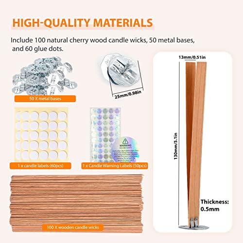 Smokeless Cherry Wood Candle Wicks Set, 100 PCS (Pack of 2)