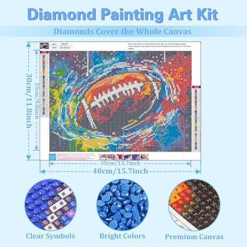 Reivworl Football Diamond Art Kits for Adults Beginner 12×16 inch
