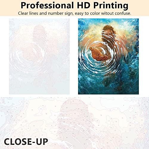 TUMOVO Paint by Number for Adults Jesus Paint by Numbers Christ Religion Paint by Number Kits Adult Paint by Numbers Blue Ocean Bible Oil Painting Paint-by-Number Kits, 16"x20", Frameless
