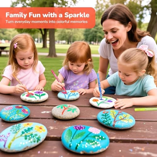 JoyCat 12-Color Glitter Markers for Kids, 3mm Paint Pens, High-Capacity Ink