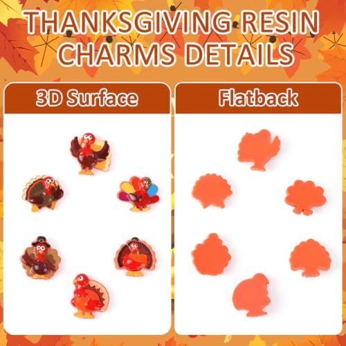 60Pcs Mini Resin Turkeys Thanksgiving Flatback Charms Turkey Craft