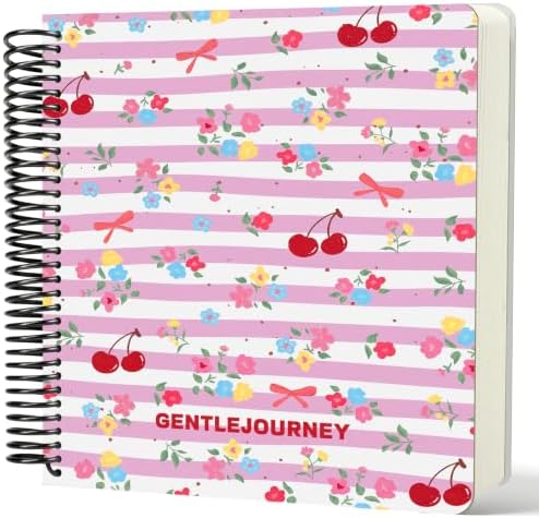 Hardcover Sketchbook,7.2"x8.3"Spiral Bound Drawing Pad, Bow&Cherry Floral