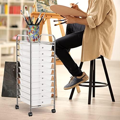 COSTWAY 10-Drawer Rolling Storage Cart, Utility Mobile Trolley