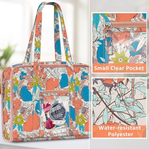FINPAC Sewing and Craft Supplies Storage Tote Bag with Clear Pockets