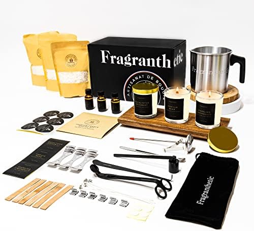 Fragranthetic Luxury Candle Making Kit for Adults | DIY Soy Candle Making Kit with Glass Jars, Wood Candle Wicks, Cotton Wicks & Candle Accessory Set