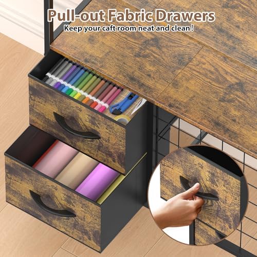 Craft Cart Rolling Craft Table with 36 Vinyl Roll Holders & Storage Drawers
