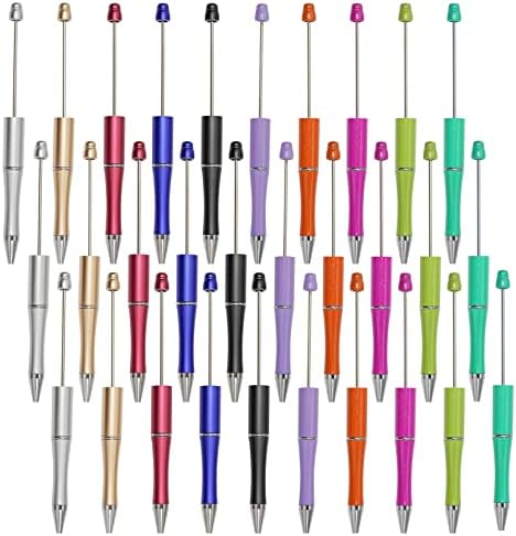 30Pcs Beadable Pens Beaded Ballpoint Pens Bulk for DIY Writing Multicolor