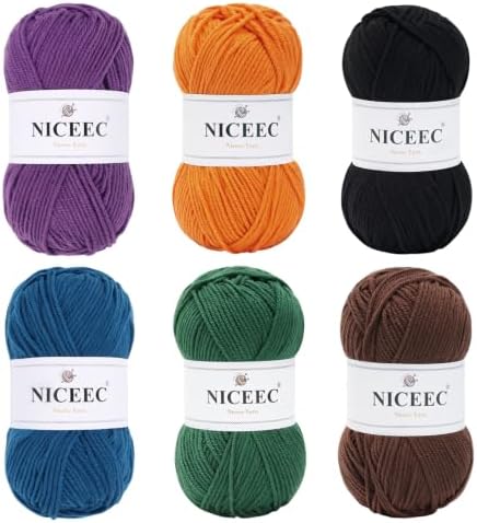 NICEEC 300g Soft Assorted Colors Yarn 100% Acrylic 870yds -DarkSeries