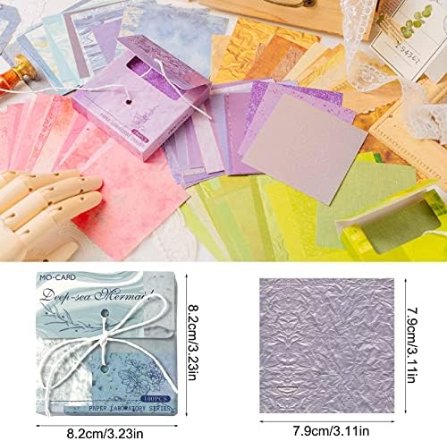 FMOACEN 400 PCS Vintage Scrapbook Paper - Multi-colored (Pink, Gray, Blue, Green) - 3.15 x 3.15 Inch Square Glossy Paper - Decorative Paper Supplies for Scrapbooking, Crafts