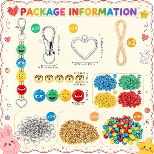 Equsion 346 Pcs/24 Sets Social Emotional Learning Keychain Craft Kit Emotional Regulation Tools Therapist Supplies for Profession, Play Therapist Toys for Counselors, Calm Down Support for Teachers