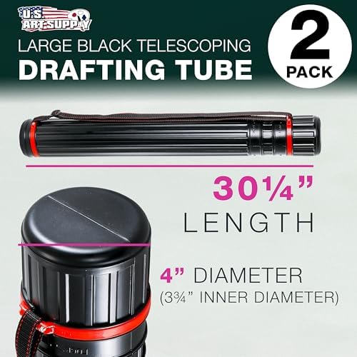 U.S. Art Supply Poster Tube - Telescoping Adjustable, 4" Diameter