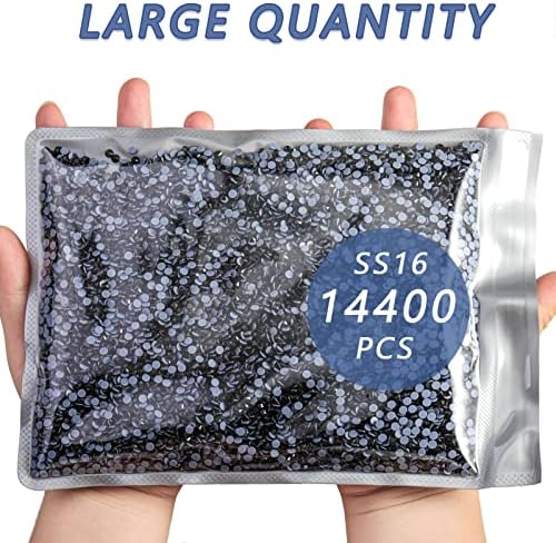 Beadsland Hotfix Rhinestones Bulk, Jet Black, SS16, 14400pcs