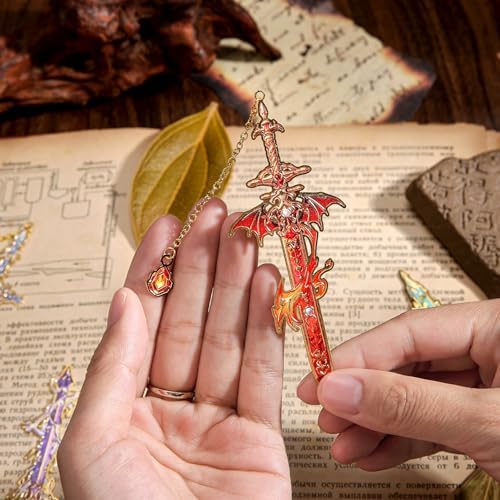12pcs Fantasy Sword Bookmarks for Books, Journals, Planners - Cool Metal Book Markers for Reading Women & Men, Unique Book Marks Gifts for Book Lovers, Reading Accessories for Students & Adults & Kids