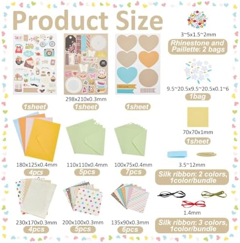 AHANDMAKER Paper Card Making Kits 16 Blank Greeting Cards Envelopes Colorful Birthdays Cards for Weddings, Teachers, Parents, Christmas, Gift Giving, Light Brown