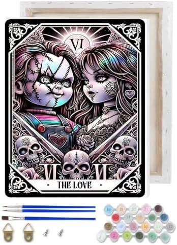 Horror Paint by Numbers Kit for Adults Beginner with Framed 10x12 Inch