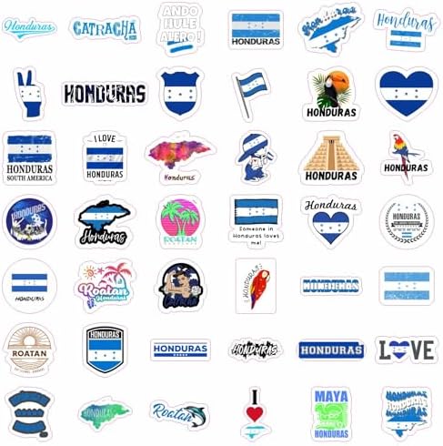 Honduras Stickers for Water Bottle and Laptop - Honduras Party Supplies & Decorations, Waterproof Vinyl Decals, Honduran Flag and Culture Stickers, Gifts for Women & Men