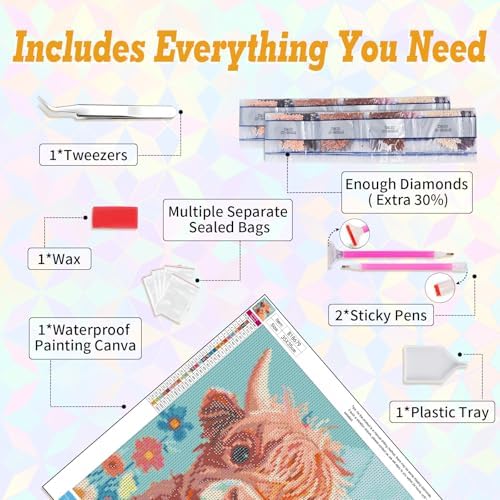 Highland Cow Diamond Art Kits for Adults Beginners 14x14 in, DIY Craft Gift