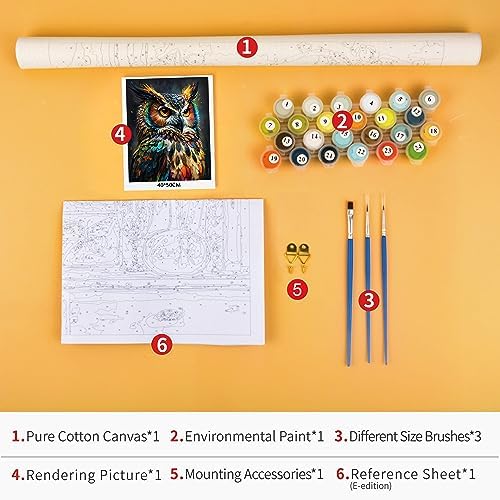 TUMOVO Abstract Owl Paint by Numbers Craft Kit for Adults