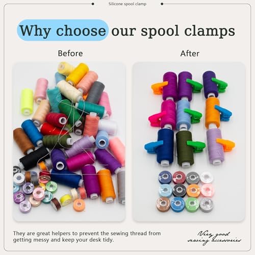 100pcs 4 Colors Sewing Bobbin Holder Clips Silicone Bobbin Spool Clips Sewing Supplies for Embroidery Quilting Thread Spools Organizing (4color-100pcs)