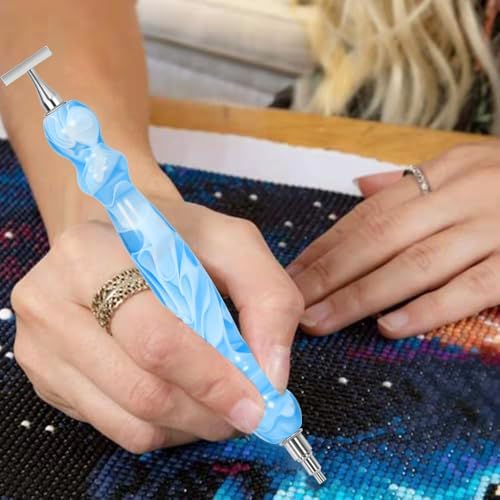 Praise V Do Thin Version Stainless Steel Diamond Painting Art Drilling Pen Kit with Screw Silver Metal Tips Nib Placer Roller Tool Accessories, Ergonomic Diamond Art Pen for 5D Diamond Paint Bead Dot
