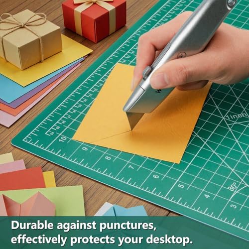Worklion Self Healing Craft Mat: 18"x12" Rotary Cutting Mat for Sewing,Quilting,Leather,Craft,Fabric,Model,Art,Clay,5-layer 2-sided Cutting Mat, green and black