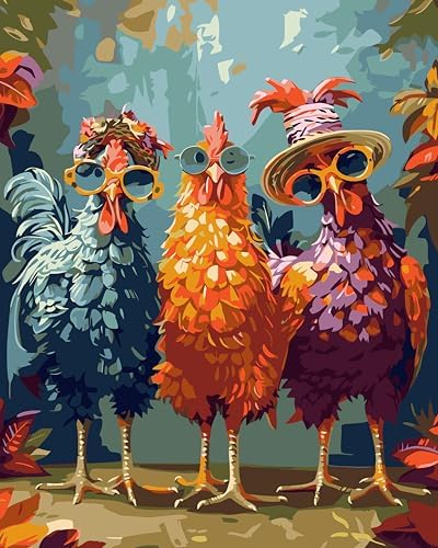 Paint by Numbers Kit for Adults Beginners,Abstract Rock Chicken16x20 inches